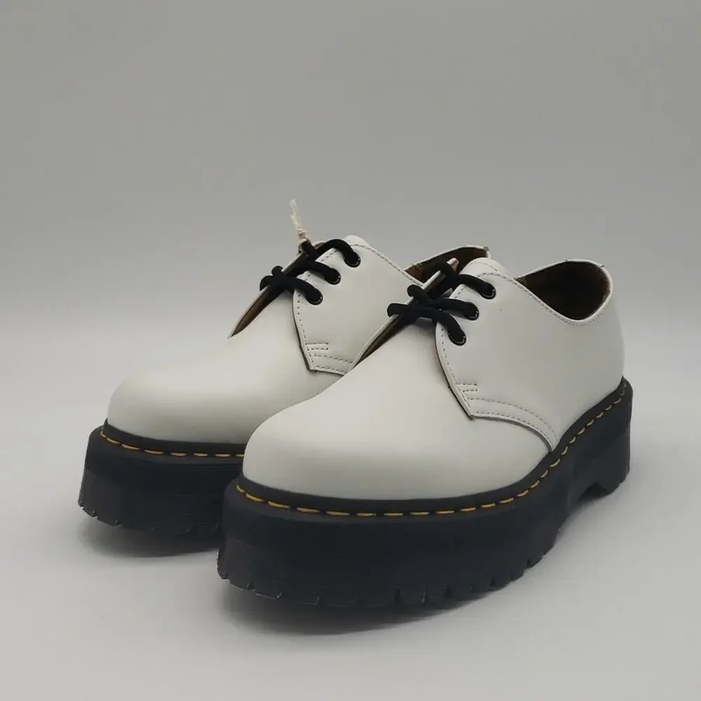 Dr. Martens AirWair White Leather Platform Shoes Size 7W / 6M NWT – Unisex